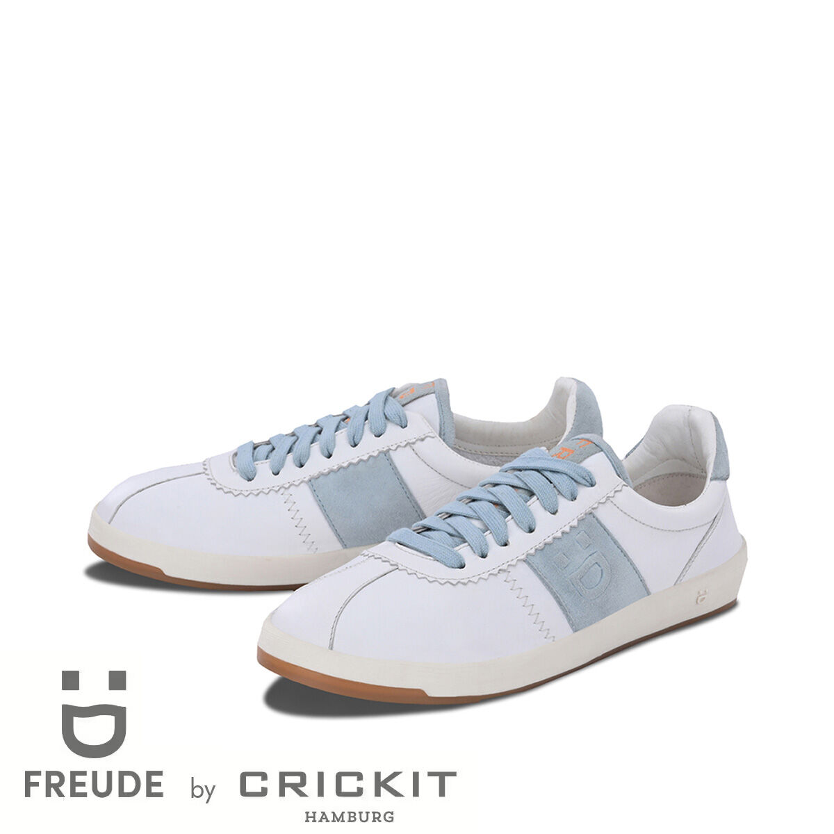 ARIELLE Weiss mit Blau, 38 - FREUDE - Sneaker aus Leder - Weiß - Hochwertige Schuhe von CRICKIT - Leichte Turnschuhe