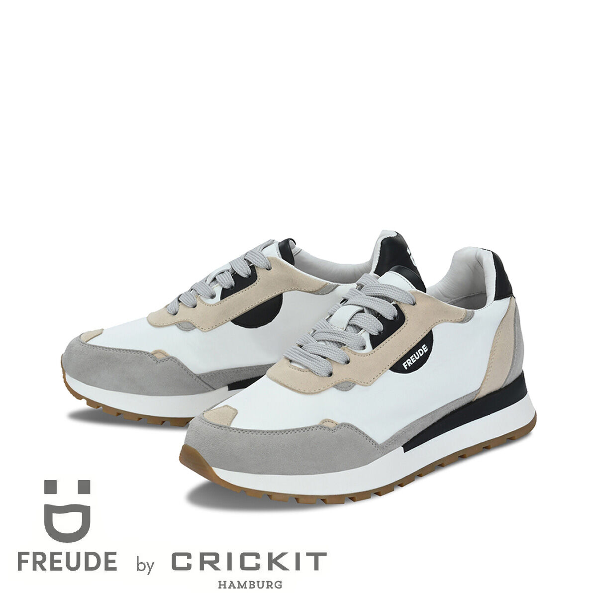 AGATA Weiss mit Grau, 41 - FREUDE - Sneaker aus Leder - Greige - Hochwertige Schuhe von CRICKIT - Leichte Turnschuhe