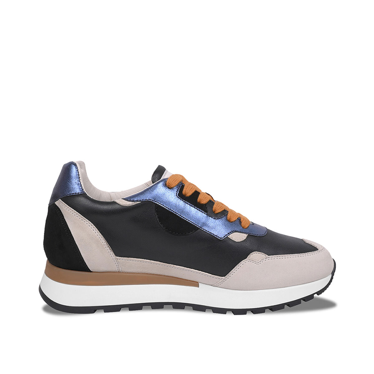 AGATA Suede Schwarz mit Suede Offwhite und Navy