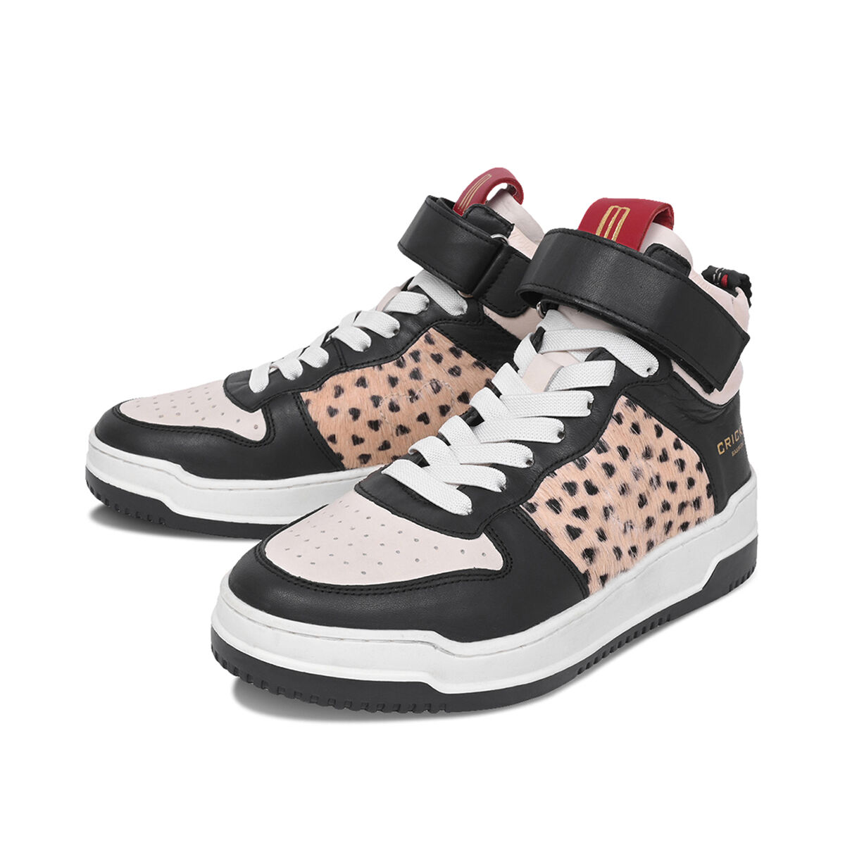 PEARL Fell Leo Herzchen Beige und Schwarz, 37 - Crickit - Sneaker aus Leder - Hellbeige - Hochwertige Schuhe von CRICKIT - Leichte Turnschuhe