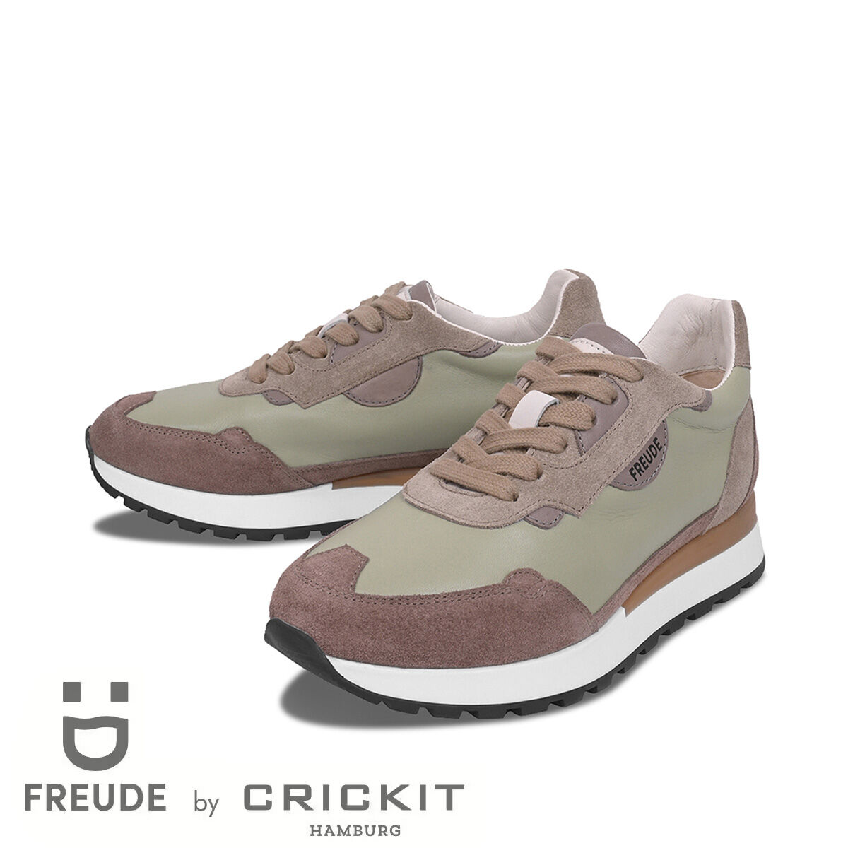 AGATA Mint mit Suede Taupe, 41 - FREUDE - Sneaker aus Leder - Hochwertige Schuhe von CRICKIT - Leichte Turnschuhe