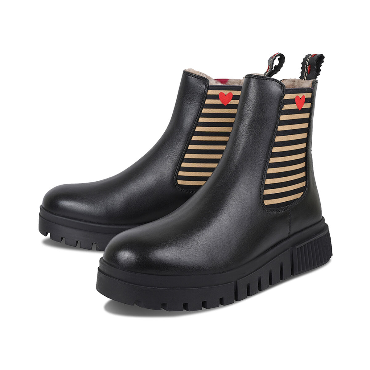 NAELLE Streifen Lammfell, 41 - Crickit - Stiefeletten aus Leder - Schwarz - Hochwertige Schuhe von CRICKIT