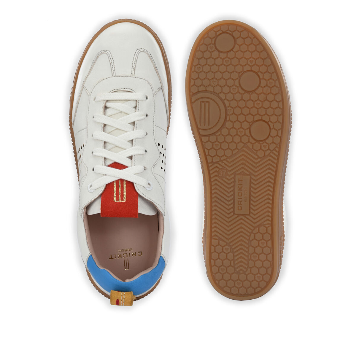 ODELIA Weiss mit Blau und Suede Rot
