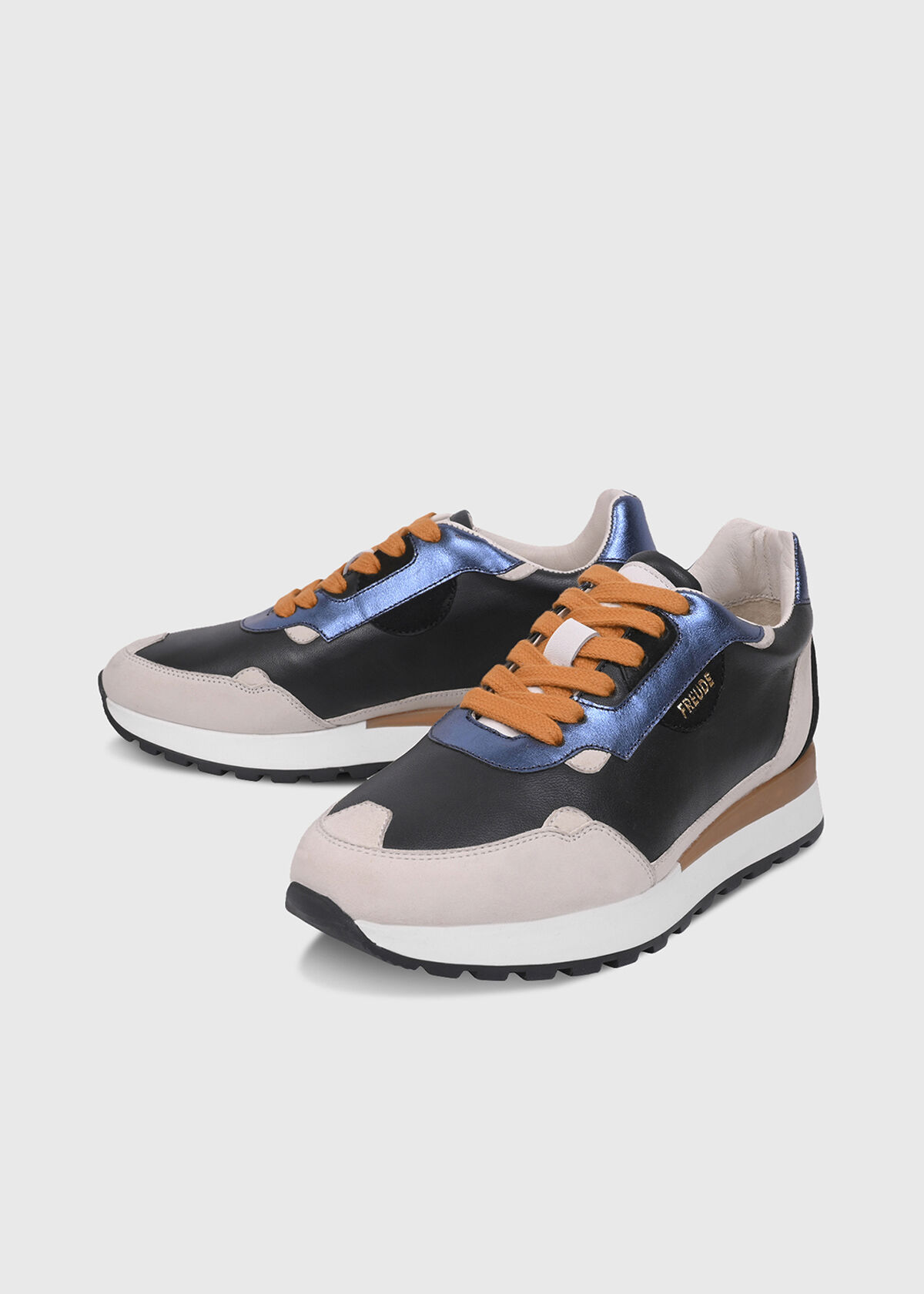 AGATA Suede Schwarz mit Suede Offwhite und Navy