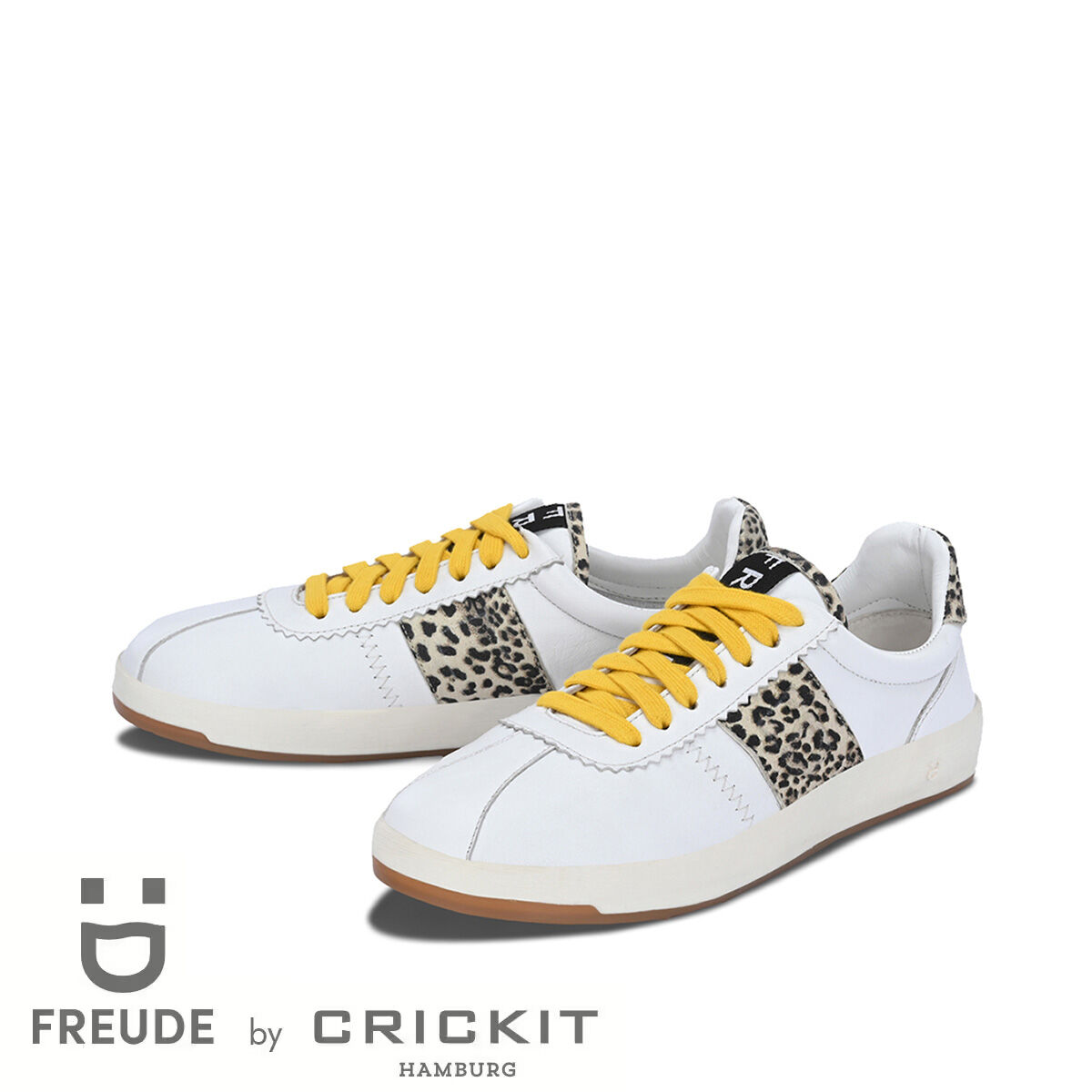 ARIELLE Weiss mit Leo, 38 - FREUDE - Sneaker aus Leder - Weiß - Hochwertige Schuhe von CRICKIT - Leichte Turnschuhe