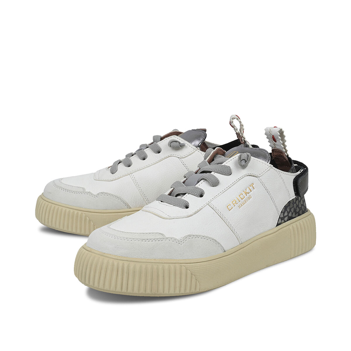 PARIA Metallic Herz, 41 - Crickit - Sneaker aus Leder - Graumetallic - Bequeme Slip On Sneaker - Hochwertige Schuhe von CRICKIT