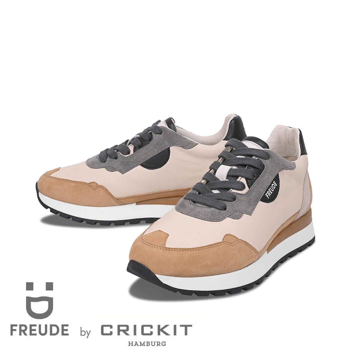 AGATA Suede Hanf mit Suede Grau und Offwhite, 36 - FREUDE - Sneaker aus Leder - Camel - Hochwertige Schuhe von CRICKIT - Leichte Turnschuhe