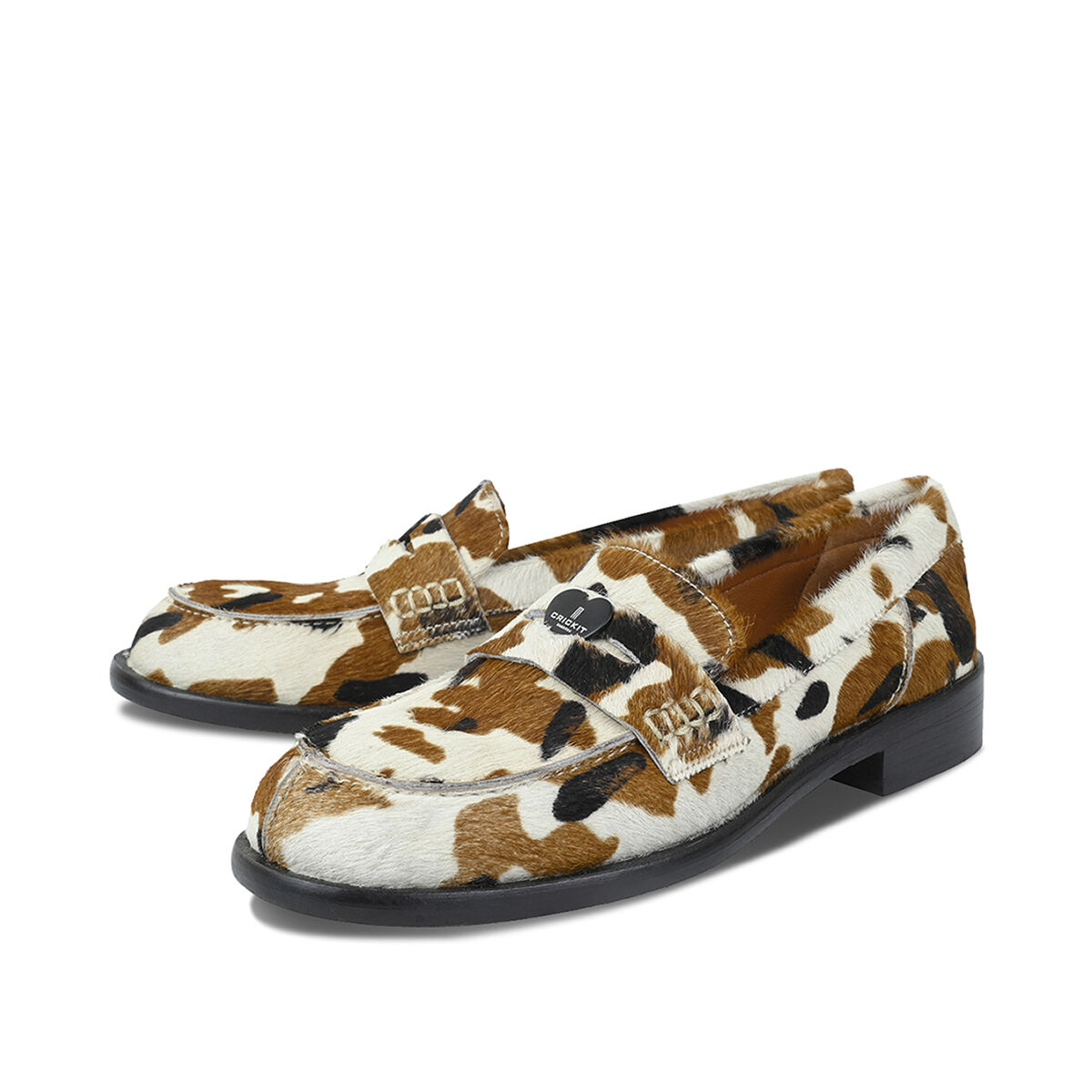 PATRIZIA Weiß Kuhprint, 39 - Crickit - Loafer aus Leder - Hochwertige Schuhe von CRICKIT