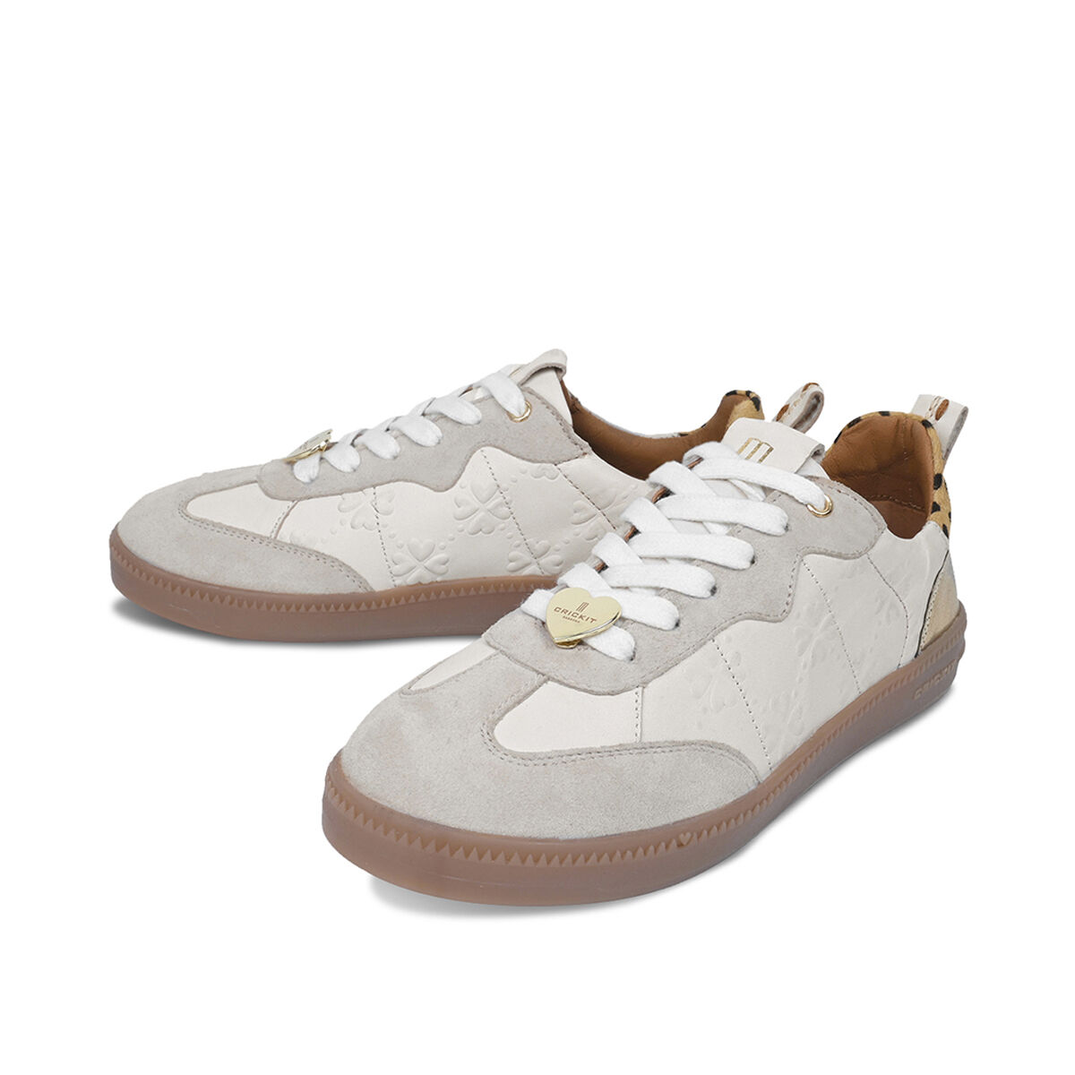 PERLA Offwhite und Suede Taupe mit Herzblatt und Platin und Leo Herzen