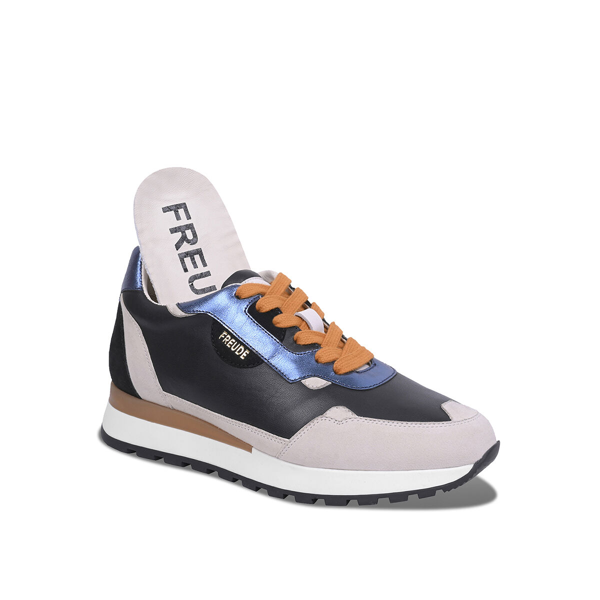 AGATA Suede Schwarz mit Suede Offwhite und Navy
