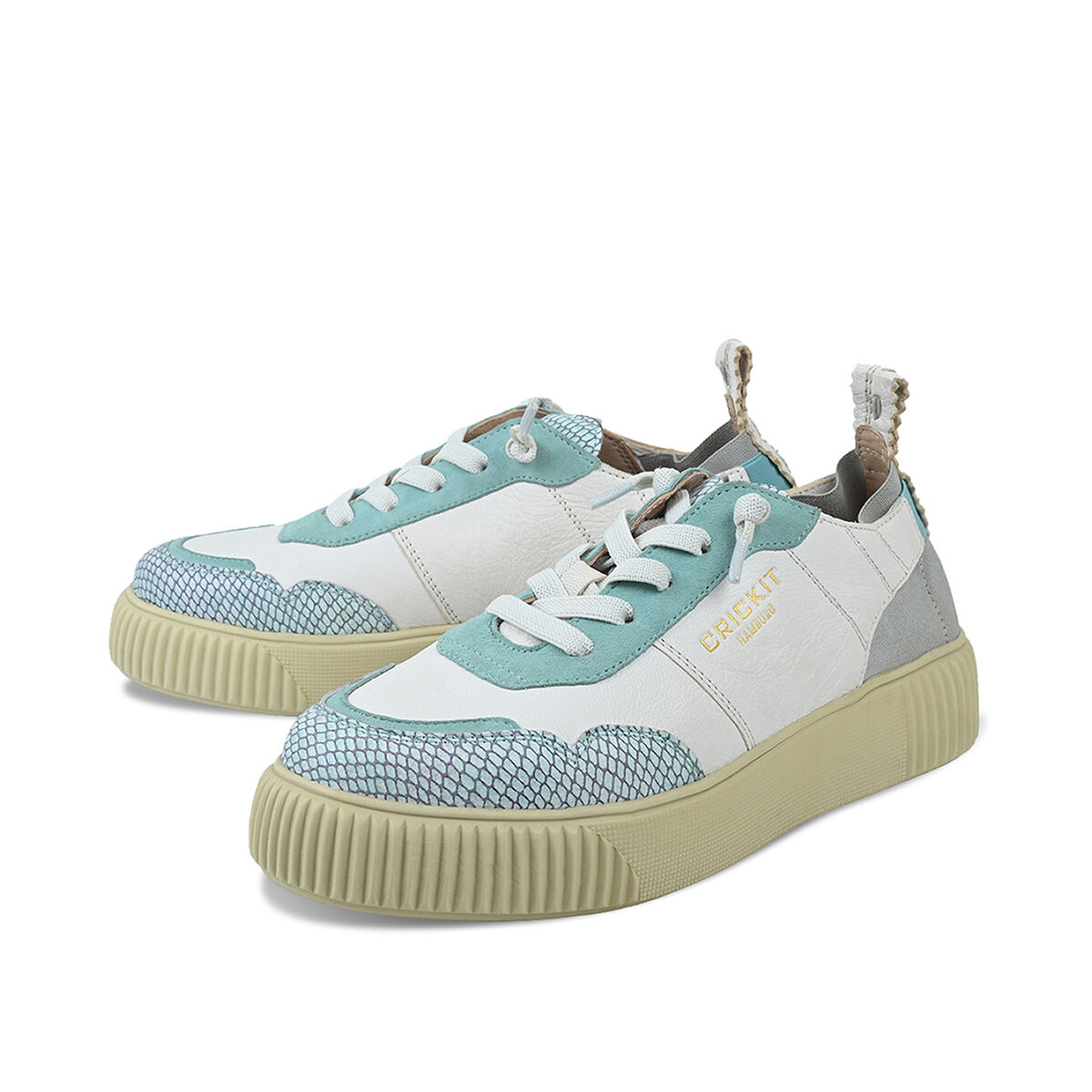 OAKLI Weiß Aquamarin, 38 - Crickit - Sneaker aus Leder - Bequeme Slip On Sneaker - Hochwertige Schuhe von CRICKIT - Leichte Turnschuhe