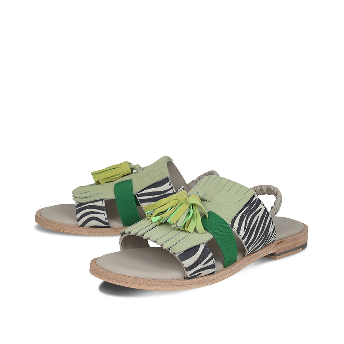 ROJA Zebra Grün, 41 - Crickit - Sandalen aus Leder - Weiß - Hochwertige Schuhe von CRICKIT