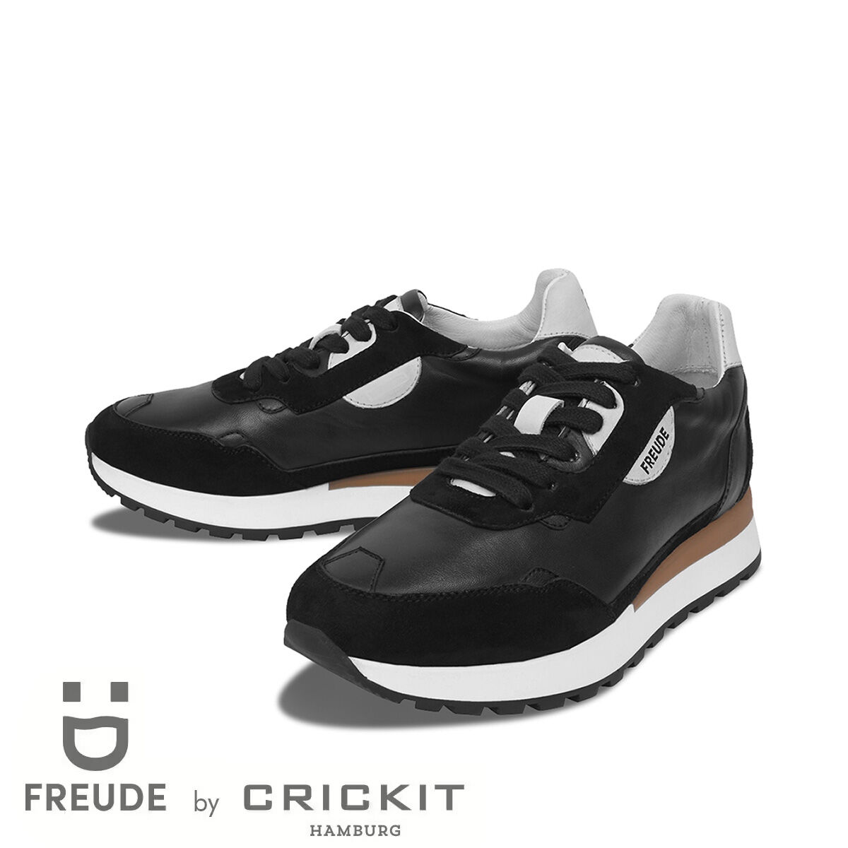 AGATA Suede Schwarz mit Weiss, 36 - FREUDE - Sneaker aus Leder - Hochwertige Schuhe von CRICKIT - Leichte Turnschuhe