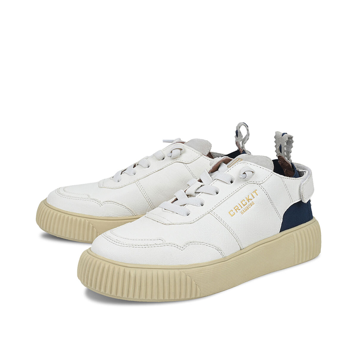 PARIA Weiss Blau, 36 - Crickit - Sneaker aus Leder - Weiß - Bequeme Slip On Sneaker - Hochwertige Schuhe von CRICKIT - Leichte Turnschuhe