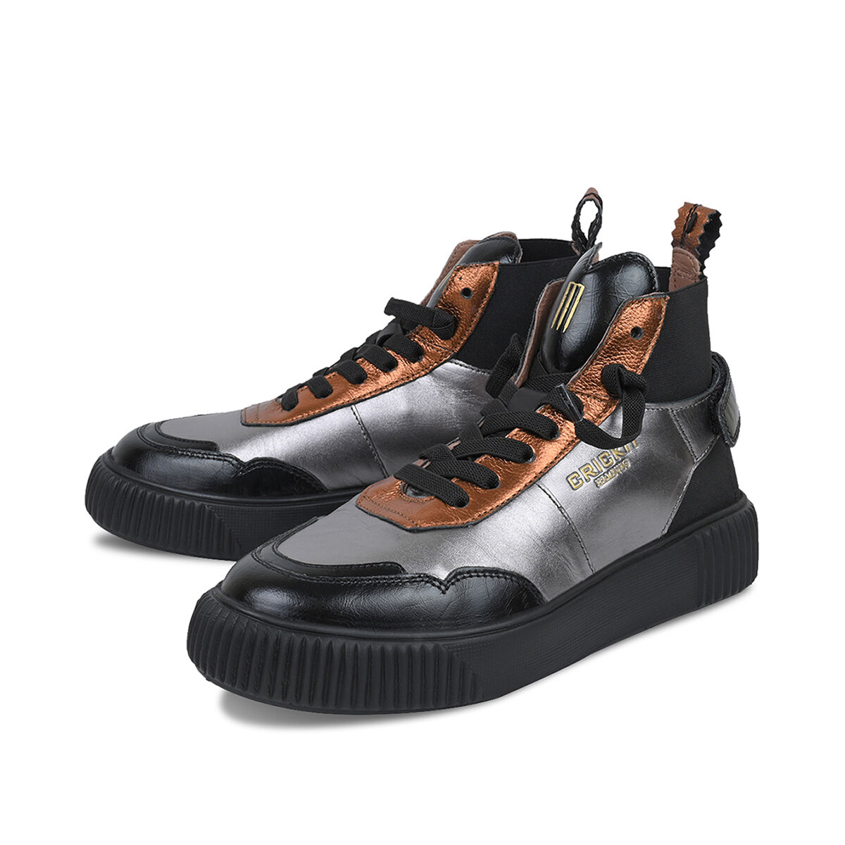 REBEKA Metallic, 37 - Crickit - Sneaker aus Leder - Graumetallic - Bequeme Slip On Sneaker - Hochwertige Schuhe von CRICKIT - Leichte Turnschuhe