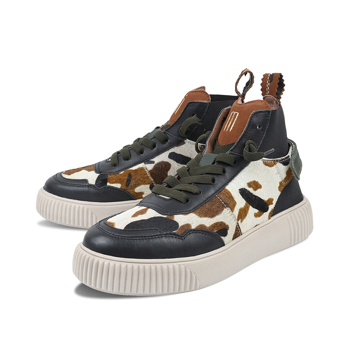 REBEKA Beige Kuhprint, 40 - Crickit - Sneaker aus Leder - Hellbeige - Bequeme Slip On Sneaker - Hochwertige Schuhe von CRICKIT - Leichte Turnschuhe