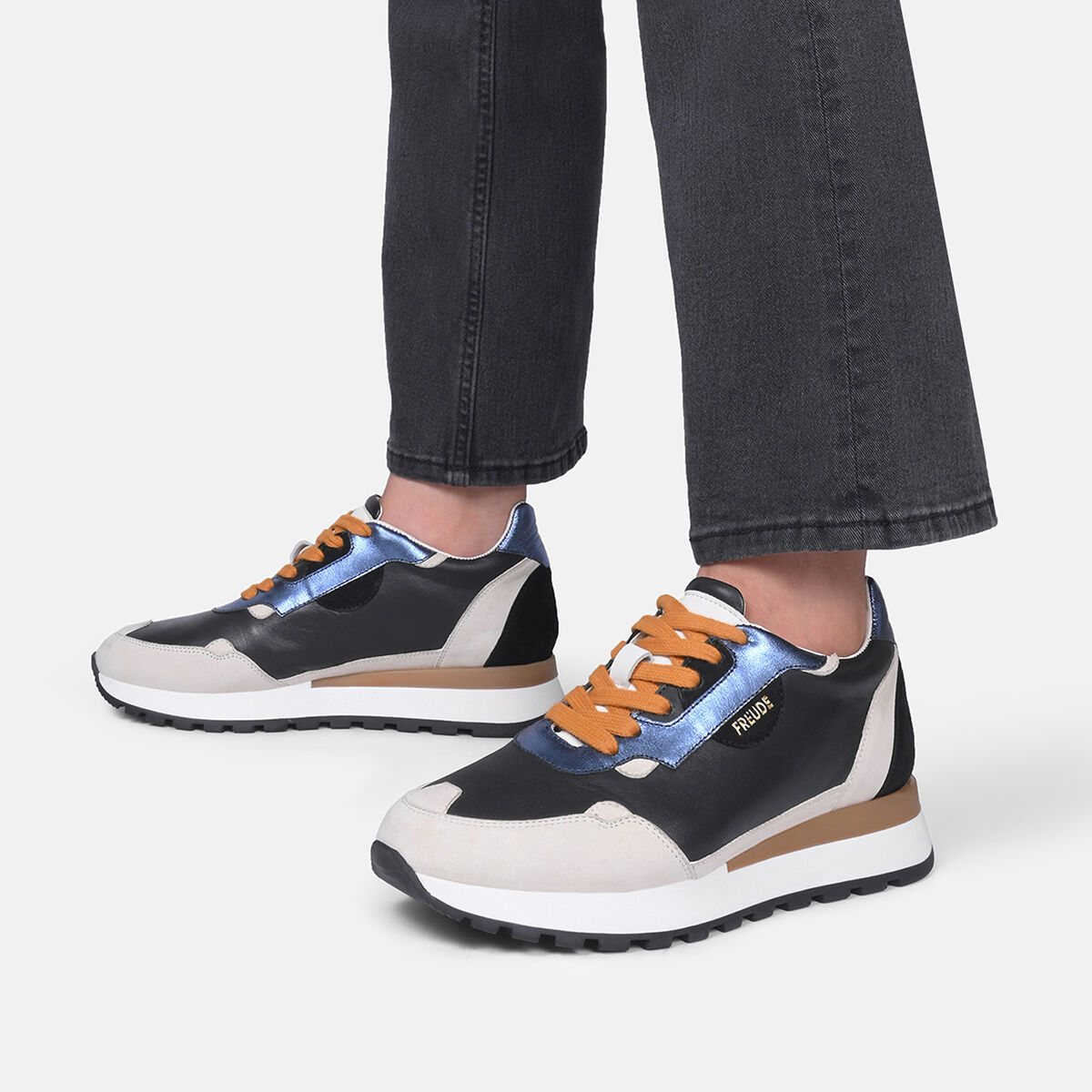AGATA Suede Schwarz mit Suede Offwhite und Navy