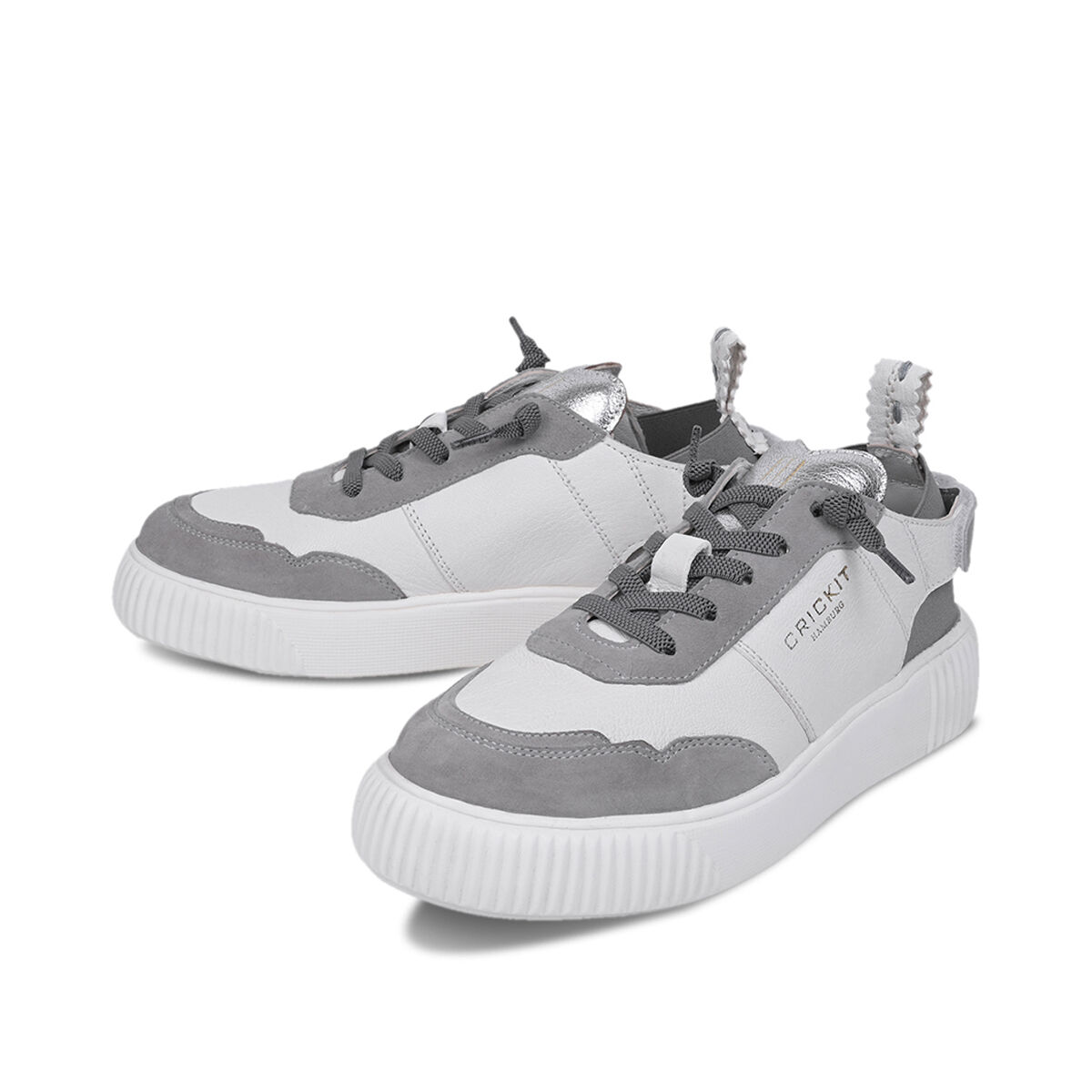 PARIA Weiss Grau, 38 - Crickit - Sneaker aus Leder - Hellgrau - Bequeme Slip On Sneaker - Hochwertige Schuhe von CRICKIT - Leichte Turnschuhe